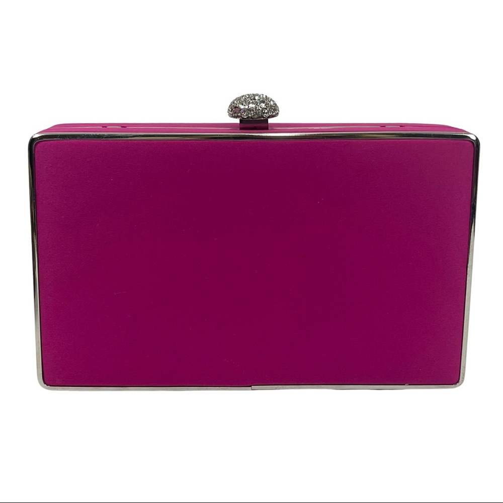 Lula Townsend Fuchsia Box Handbag with Rhinestone Closure - Picture 3 of 12